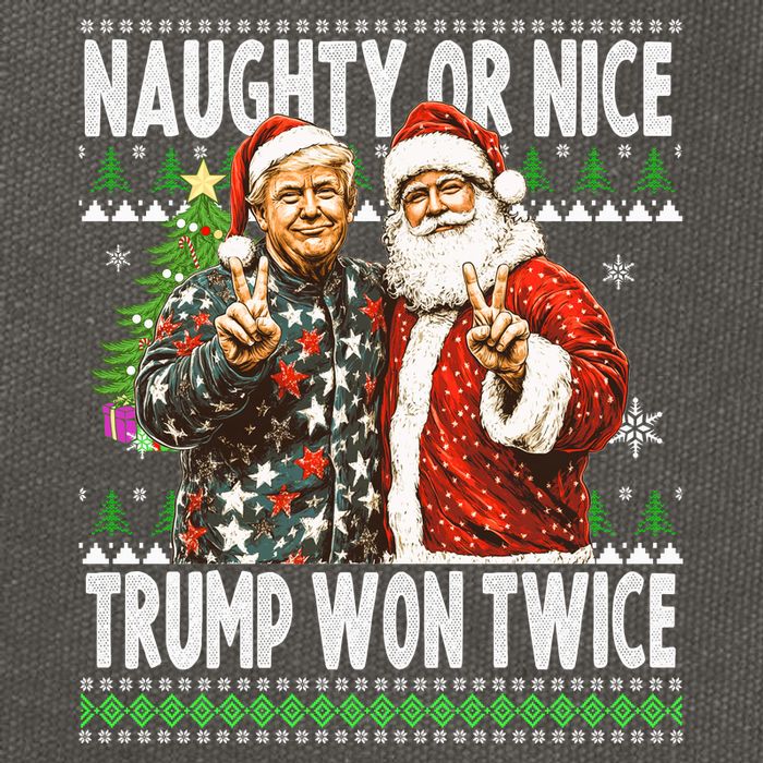 Funny Trump Naughty Or Nice Won Twice Ugly Christmas Cotton Canvas Backpack