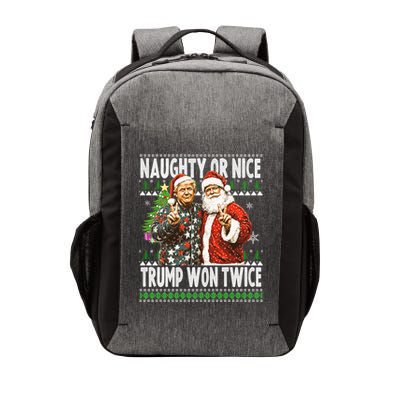 Funny Trump Naughty Or Nice Won Twice Ugly Christmas Vector Backpack