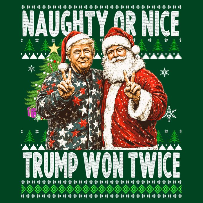 Funny Trump Naughty Or Nice Won Twice Ugly Christmas Cooling Performance Crew T-Shirt