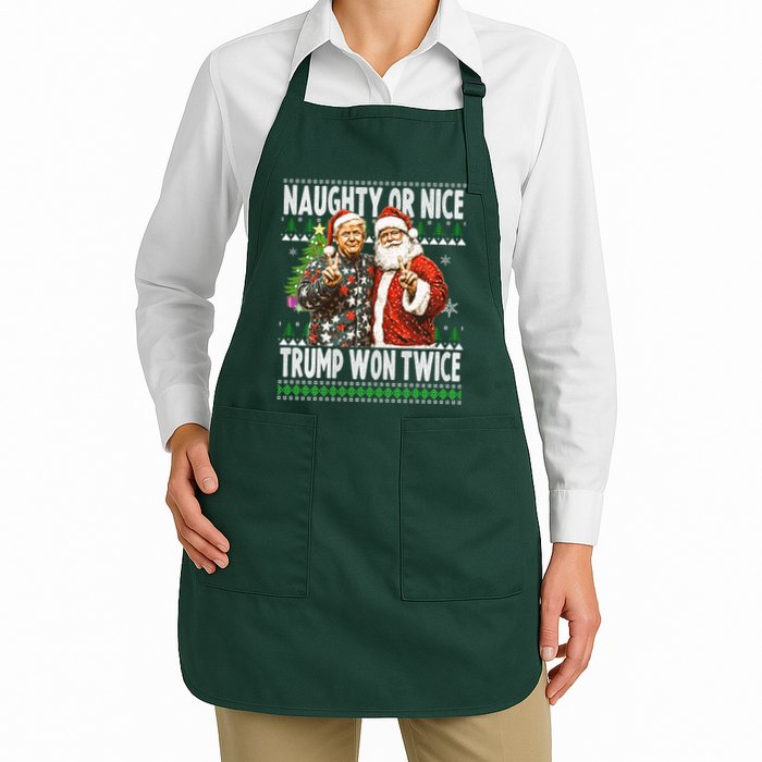 Funny Trump Naughty Or Nice Won Twice Ugly Christmas Apron