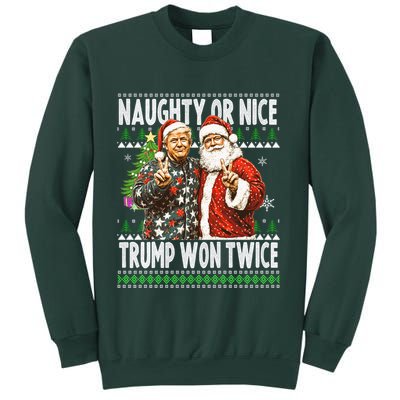 Funny Trump Naughty Or Nice Won Twice Ugly Christmas Sweatshirt
