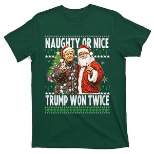 Funny Trump Naughty Or Nice Won Twice Ugly Christmas T-Shirt