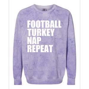 Football Turkey Nap Repeat Thanksgiving Gobble Family Lovers Gift Colorblast Crewneck Sweatshirt