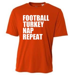 Football Turkey Nap Repeat Thanksgiving Gobble Family Lovers Gift Cooling Performance Crew T-Shirt