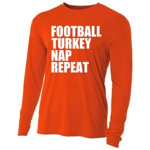 Football Turkey Nap Repeat Thanksgiving Gobble Family Lovers Gift Cooling Performance Long Sleeve Crew