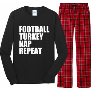 Football Turkey Nap Repeat Thanksgiving Gobble Family Lovers Gift Long Sleeve Pajama Set