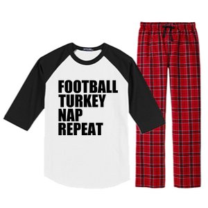 Football Turkey Nap Repeat Thanksgiving Gobble Family Lovers Gift Raglan Sleeve Pajama Set