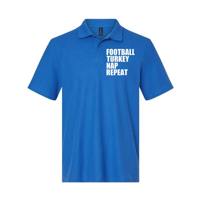 Football Turkey Nap Repeat Thanksgiving Gobble Family Lovers Gift Softstyle Adult Sport Polo