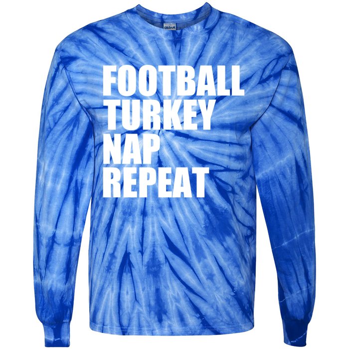 Football Turkey Nap Repeat Thanksgiving Gobble Family Lovers Gift Tie-Dye Long Sleeve Shirt