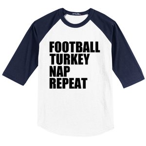 Football Turkey Nap Repeat Thanksgiving Gobble Family Lovers Gift Baseball Sleeve Shirt