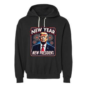 Funny Trump New Year Party 2025 Trump New Year New President Garment-Dyed Fleece Hoodie