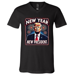 Funny Trump New Year Party 2025 Trump New Year New President V-Neck T-Shirt