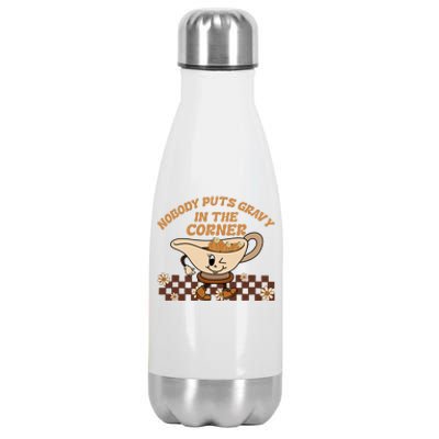 Fun Thanksgiving Nobody Puts Gravy In The Corner Gravy Lover Gift Stainless Steel Insulated Water Bottle