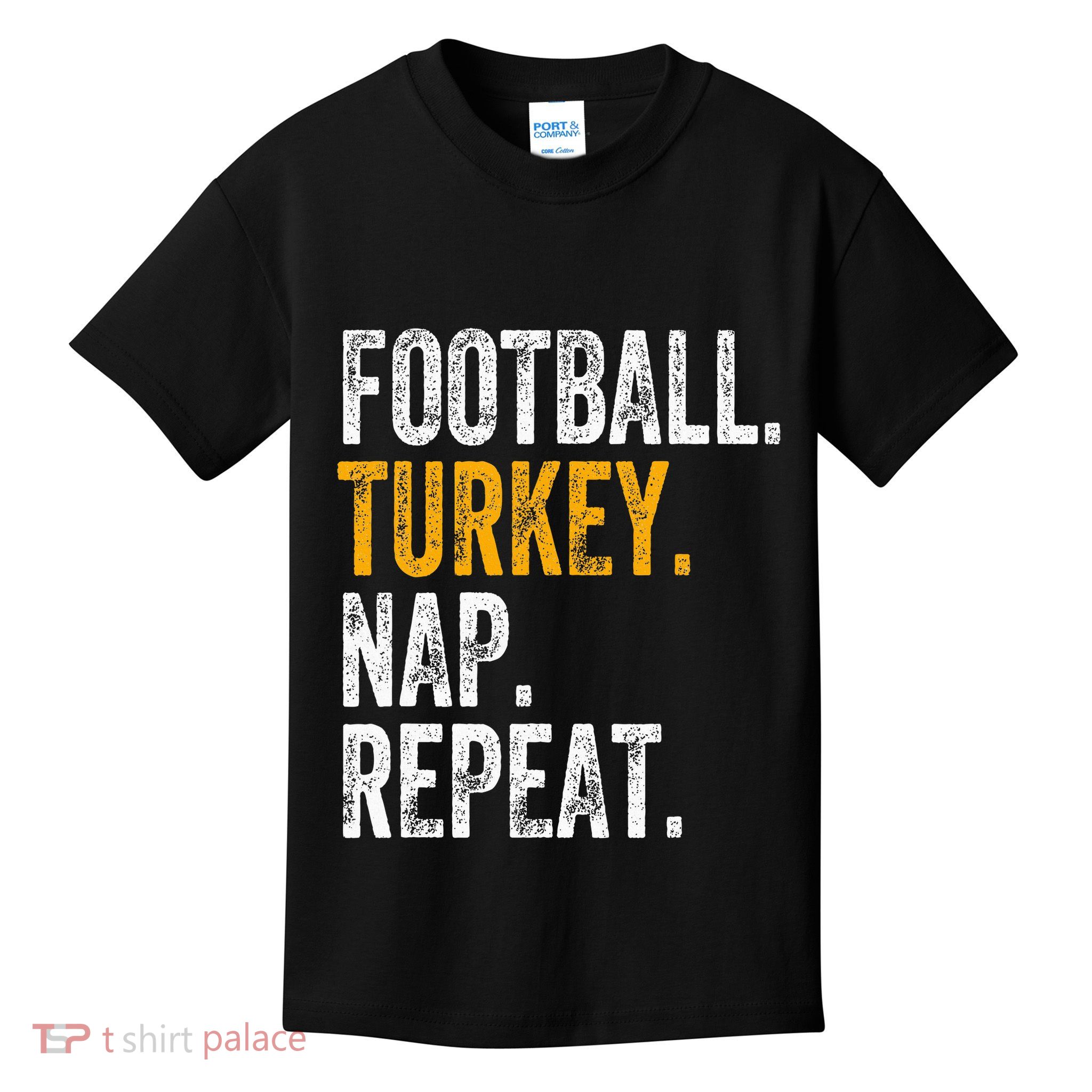 Football Turkey Nap Repeat Kids T-Shirt