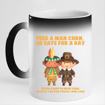 Funny Thanksgiving Native American 11oz Black Color Changing Mug