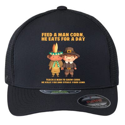 Funny Thanksgiving Native American Flexfit Unipanel Trucker Cap