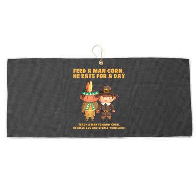 Funny Thanksgiving Native American Large Microfiber Waffle Golf Towel