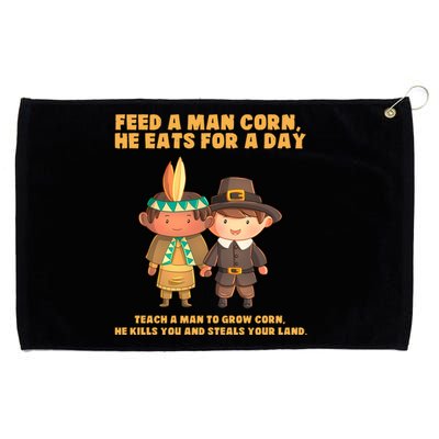 Funny Thanksgiving Native American Grommeted Golf Towel