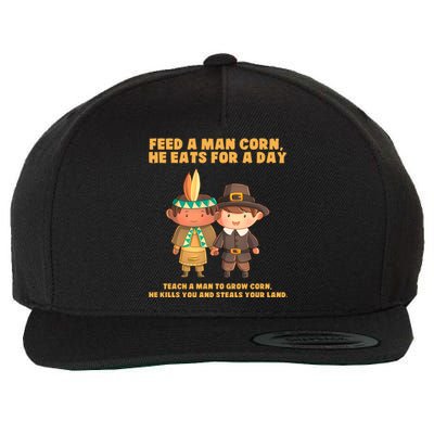 Funny Thanksgiving Native American Wool Snapback Cap