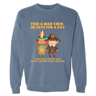 Funny Thanksgiving Native American Garment-Dyed Sweatshirt