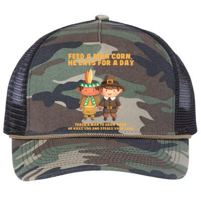 Funny Thanksgiving Native American Retro Rope Trucker Hat Cap