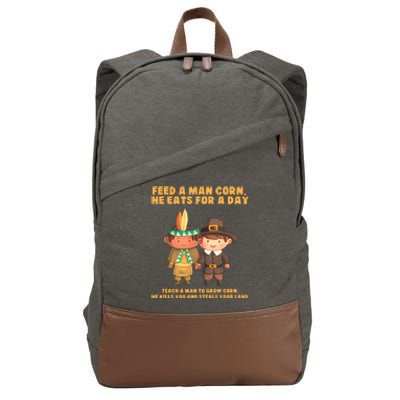 Funny Thanksgiving Native American Cotton Canvas Backpack