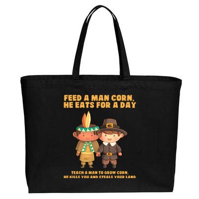 Funny Thanksgiving Native American Cotton Canvas Jumbo Tote