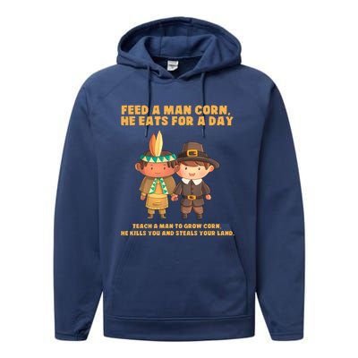 Funny Thanksgiving Native American Performance Fleece Hoodie