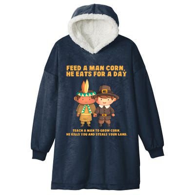 Funny Thanksgiving Native American Hooded Wearable Blanket