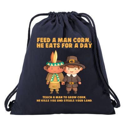 Funny Thanksgiving Native American Drawstring Bag