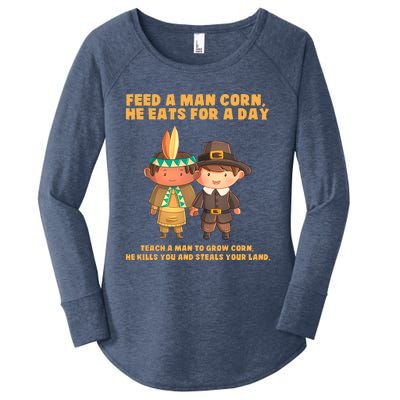 Funny Thanksgiving Native American Women's Perfect Tri Tunic Long Sleeve Shirt