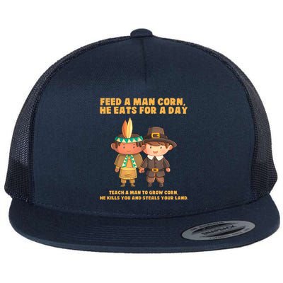 Funny Thanksgiving Native American Flat Bill Trucker Hat