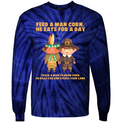 Funny Thanksgiving Native American Tie-Dye Long Sleeve Shirt