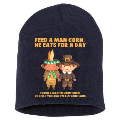 Funny Thanksgiving Native American Short Acrylic Beanie