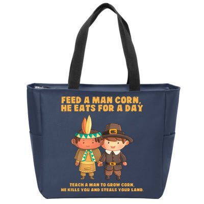 Funny Thanksgiving Native American Zip Tote Bag