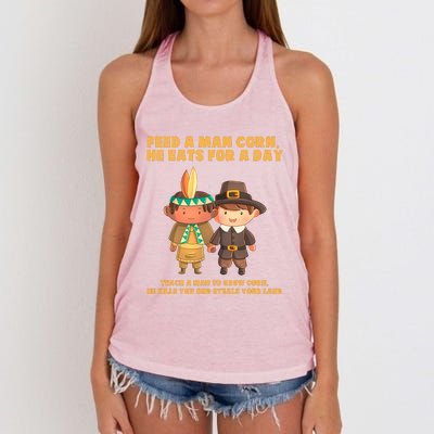 Funny Thanksgiving Native American Women's Knotted Racerback Tank