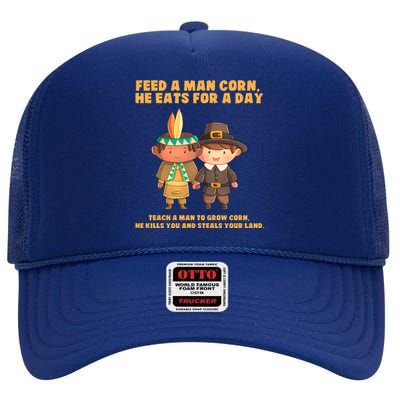 Funny Thanksgiving Native American High Crown Mesh Back Trucker Hat