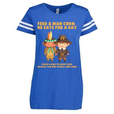 Funny Thanksgiving Native American Enza Ladies Jersey Football T-Shirt