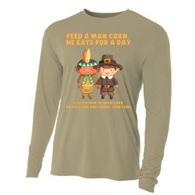 Funny Thanksgiving Native American Cooling Performance Long Sleeve Crew