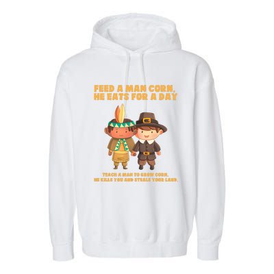 Funny Thanksgiving Native American Garment-Dyed Fleece Hoodie