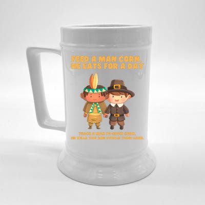 Funny Thanksgiving Native American Beer Stein