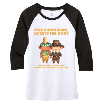 Funny Thanksgiving Native American Women's Tri-Blend 3/4-Sleeve Raglan Shirt