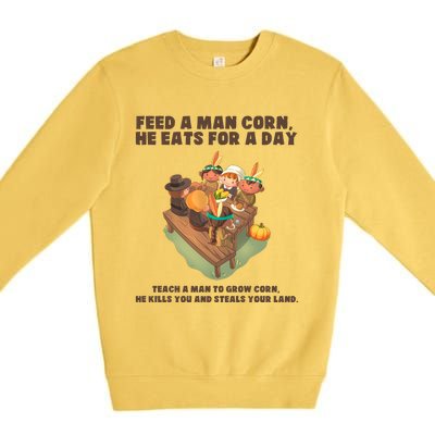 Funny Thanksgiving Native American 8 Premium Crewneck Sweatshirt