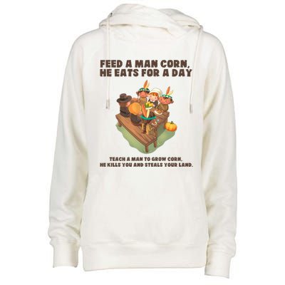 Funny Thanksgiving Native American 8 Womens Funnel Neck Pullover Hood