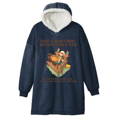 Funny Thanksgiving Native American 8 Hooded Wearable Blanket