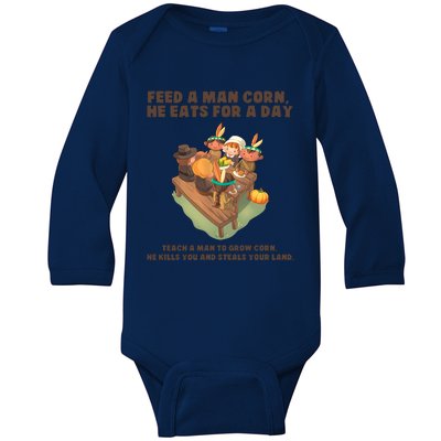 Funny Thanksgiving Native American 8 Baby Long Sleeve Bodysuit