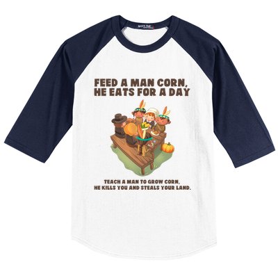 Funny Thanksgiving Native American 8 Baseball Sleeve Shirt