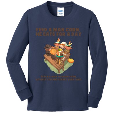 Funny Thanksgiving Native American 8 Kids Long Sleeve Shirt