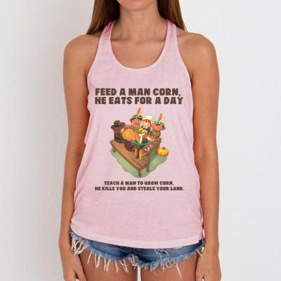 Funny Thanksgiving Native American 8 Women's Knotted Racerback Tank