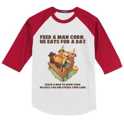 Funny Thanksgiving Native American 8 Kids Colorblock Raglan Jersey